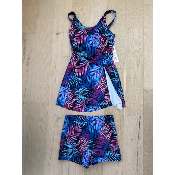 Kate Kasin Women's Swimsuit Tankini Set Size S Tropical Print Resort Beach NWT - Picture 2 of 3